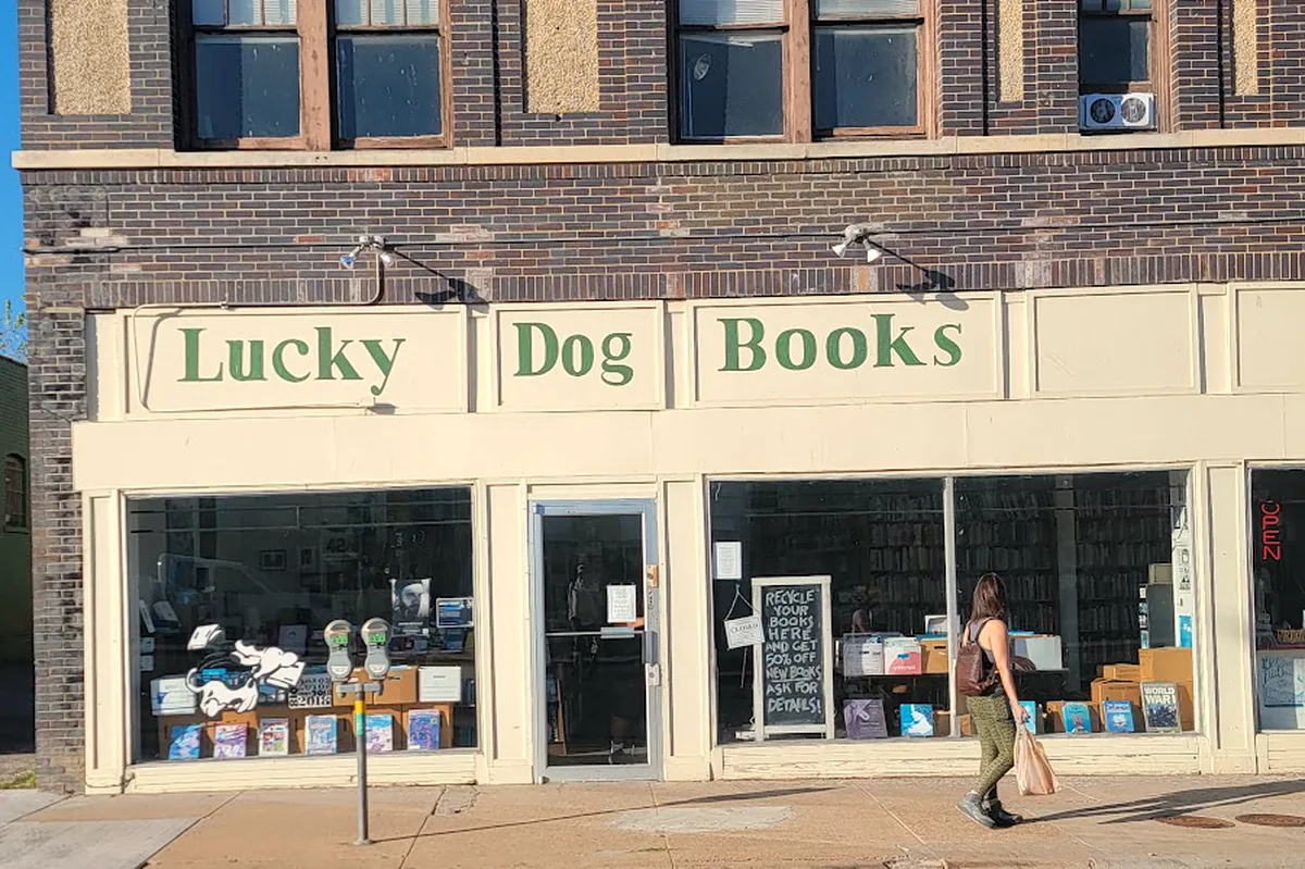 Lucky Dog Books in a historic brick storefront on West Jefferson Boulevard in Oak Cliff